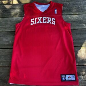 NBA Youth Philadelphia Sixers Reversible Basketball Jersey‎ Red White Size L